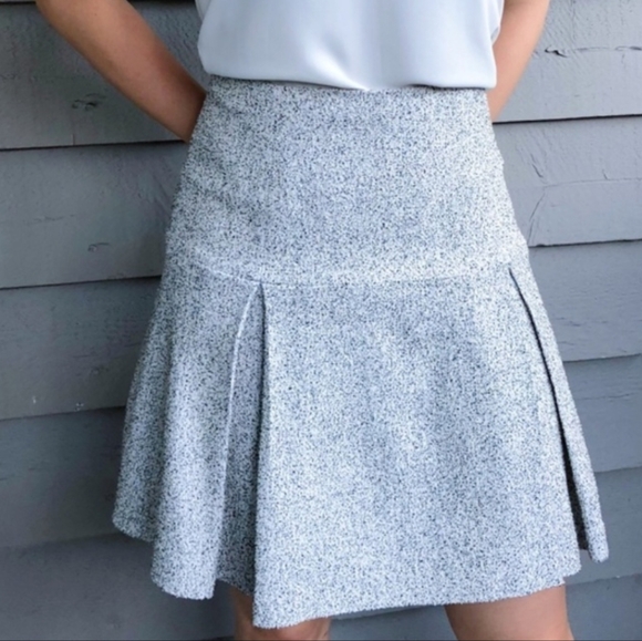 Club Monaco Black White Textured Pleated Skirt 00 - Picture 1 of 8